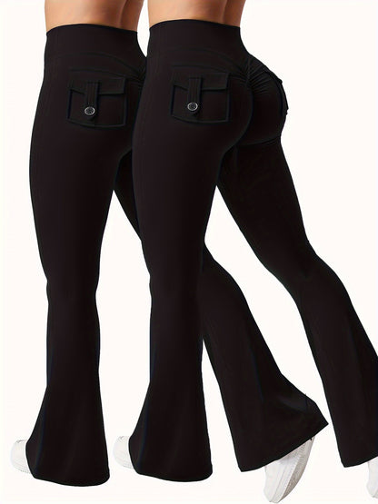 Women's Activewear Set – Women's Black*2 Polyester High-Waist Cargo Leggings – Black option – view 7