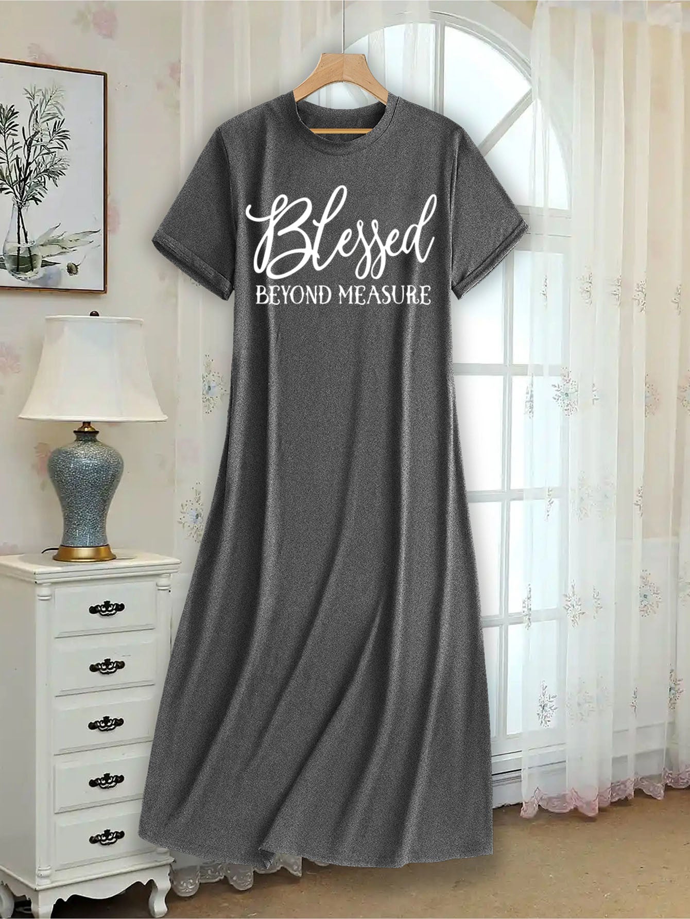 Women's Apricot Printed Shirt Dress - Short Sleeve detail view