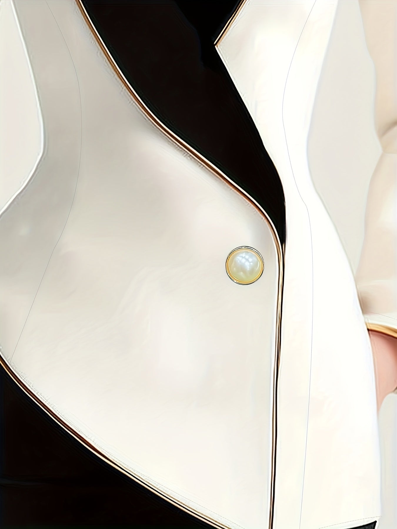 Women's Asymmetrical Blazer - Color Block Lapel detail view