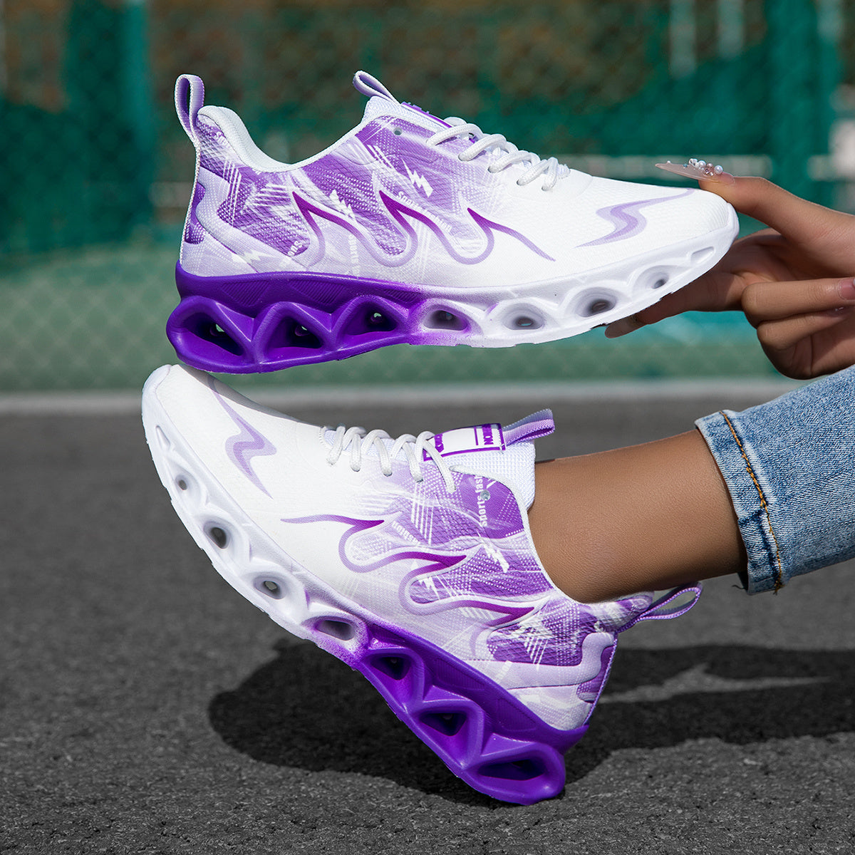 Women's Athletic Shoes - Lace-Up Design – Pink – view 2