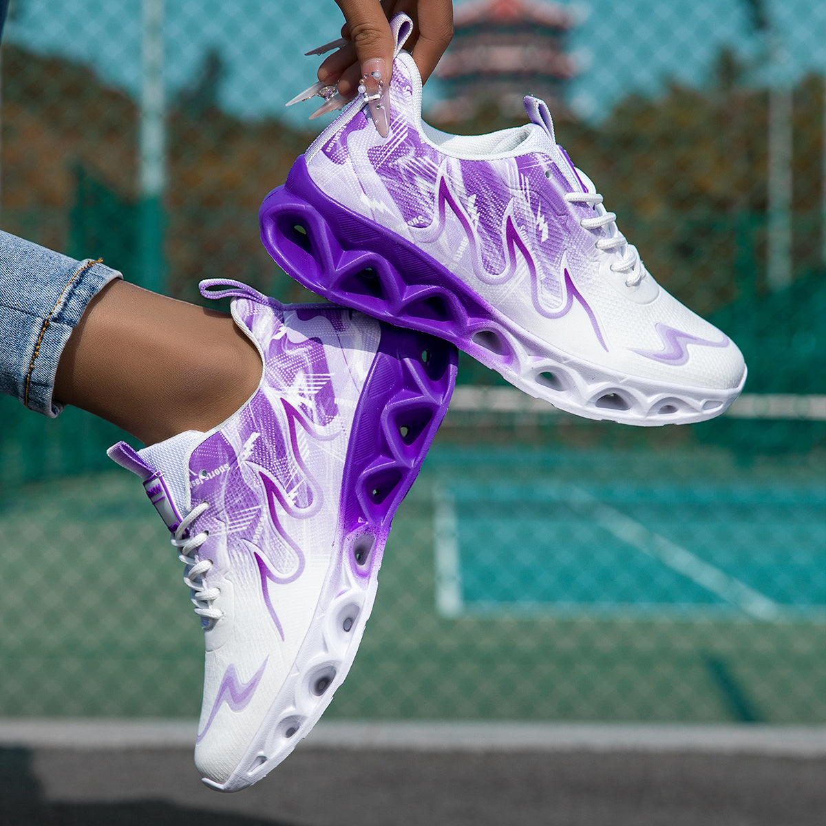 Women's Athletic Shoes - Lace-Up Design – Pink – view 4