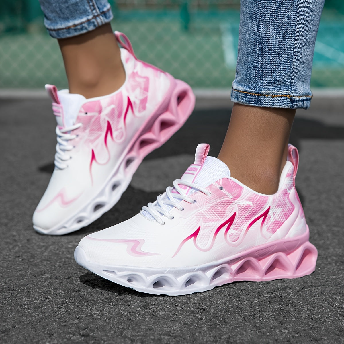 Women's Athletic Shoes - Lace-Up Design – Pink – view 9