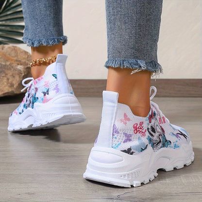 Women's Athletic Shoes - Lace-Up Design – White – view 3