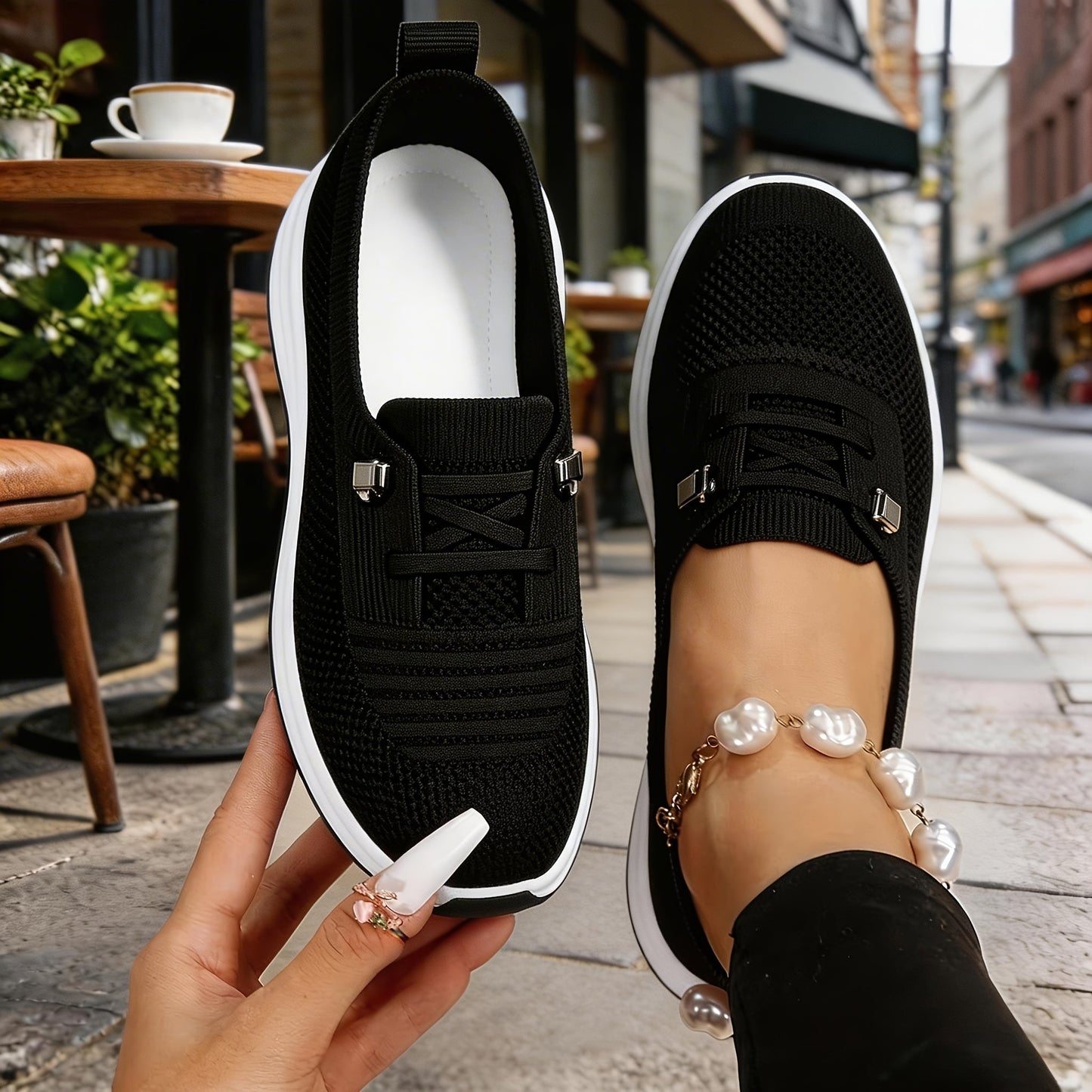 Women's Athletic Shoes - Non-Slip Sole Lightweight for Active Days – Black – main product image