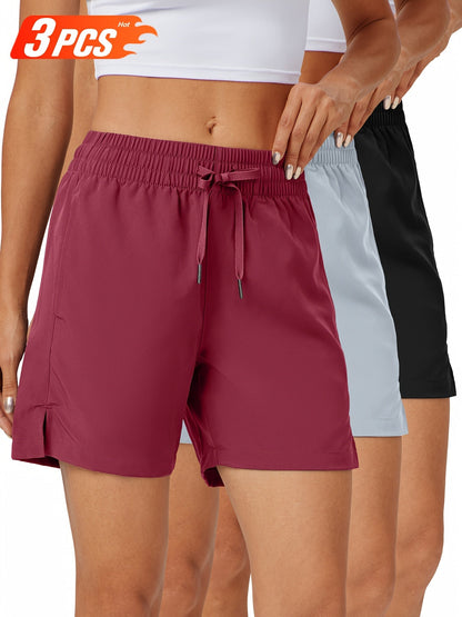 Women's Athletic Shorts - 3-Pack Regular Fit detail view