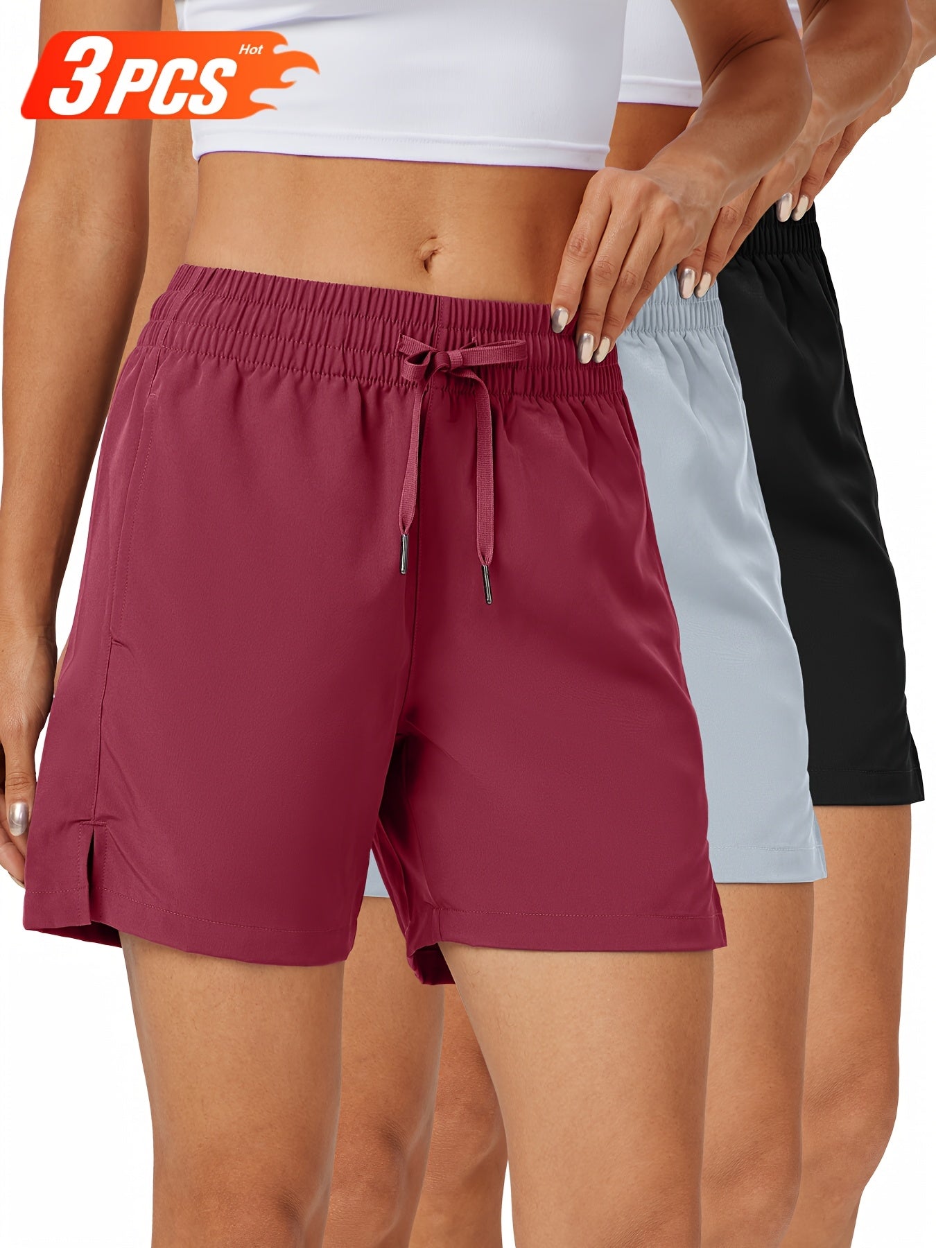 Women's Athletic Shorts - 3-Pack Regular Fit – Black option – main product image