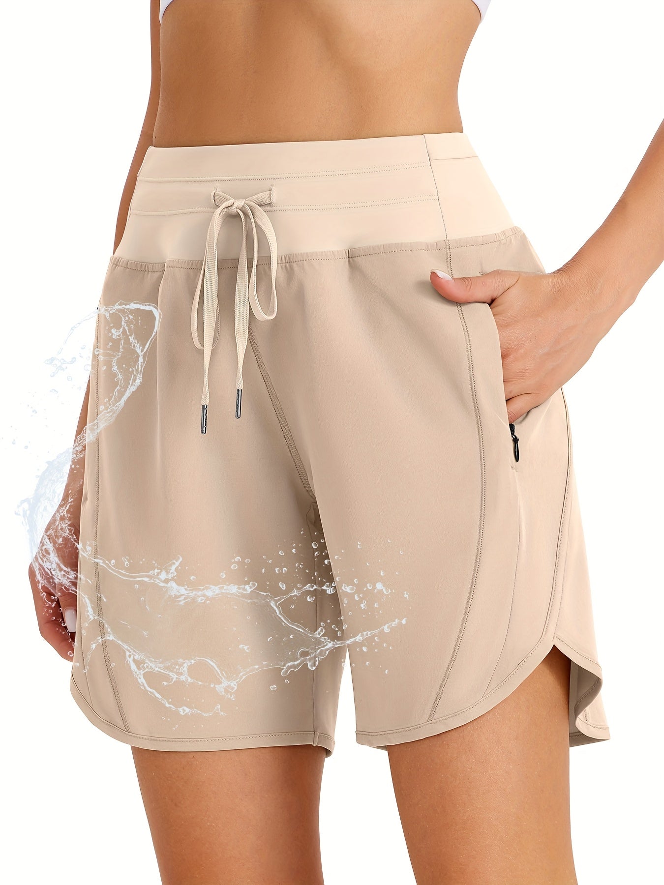 Women's Athletic Shorts - Black Pockets detail view