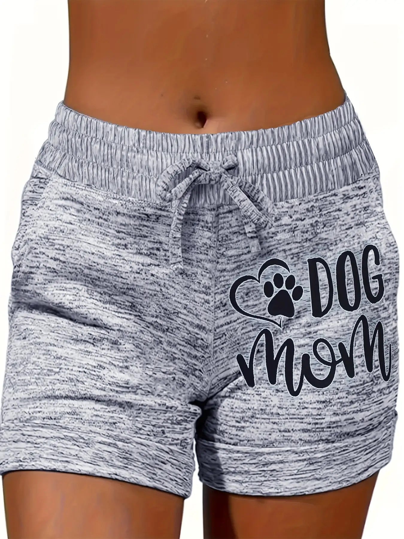 Women's Athletic Shorts - Drawstring Graphic Print – Grey option – main product image