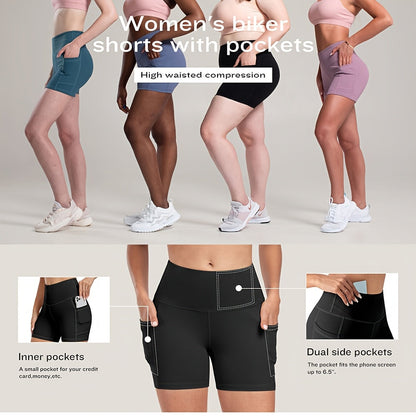 Women's Athletic Shorts - Regular Fit With Pockets – 5-Color Selection detail view