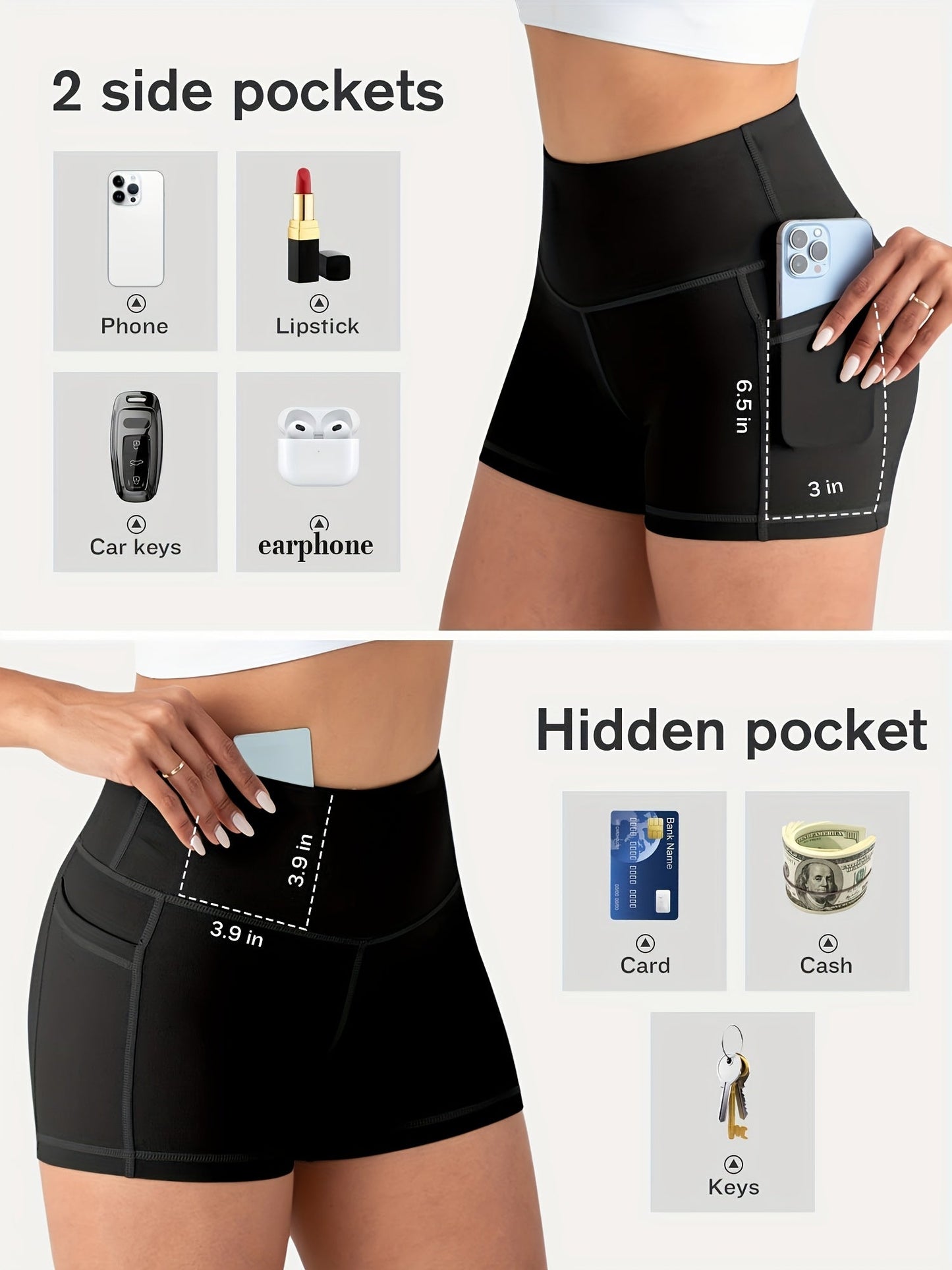 Women's Athletic Shorts - Regular Fit With Pockets – 5-Color Selection detail view
