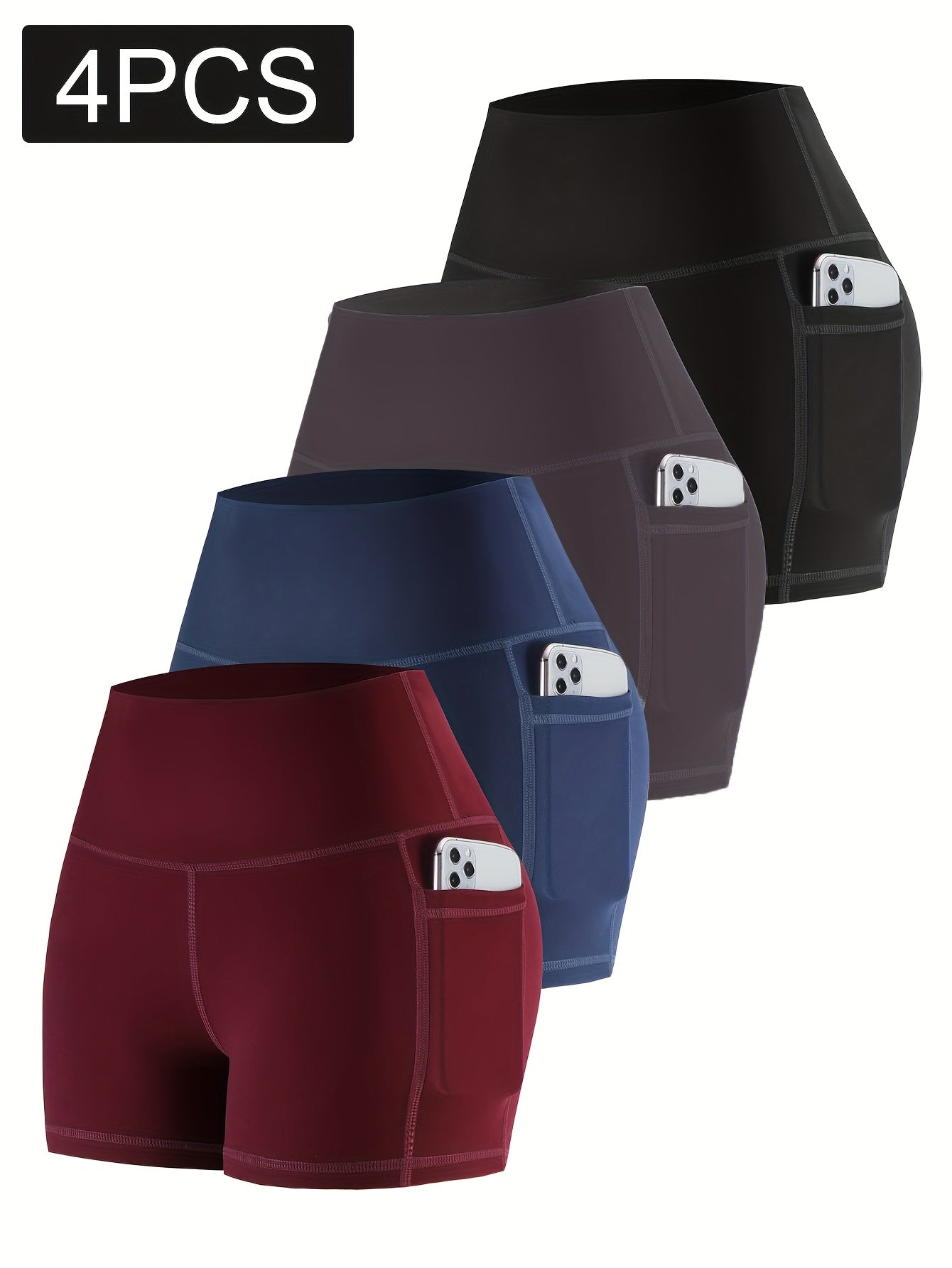 Women's Athletic Shorts - Regular Fit With Pockets – 5-Color Selection – Black option – view 2