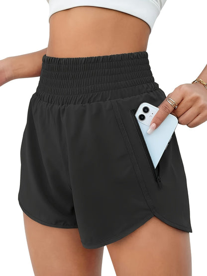 Women's Athletic Shorts - Regular Fit With Pockets – Khaki / Grey – Khaki option – view 2