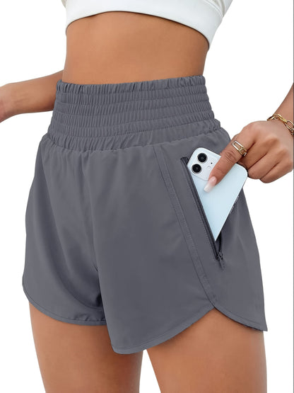 Women's Athletic Shorts - Regular Fit With Pockets – Khaki / Grey – Khaki option – view 3