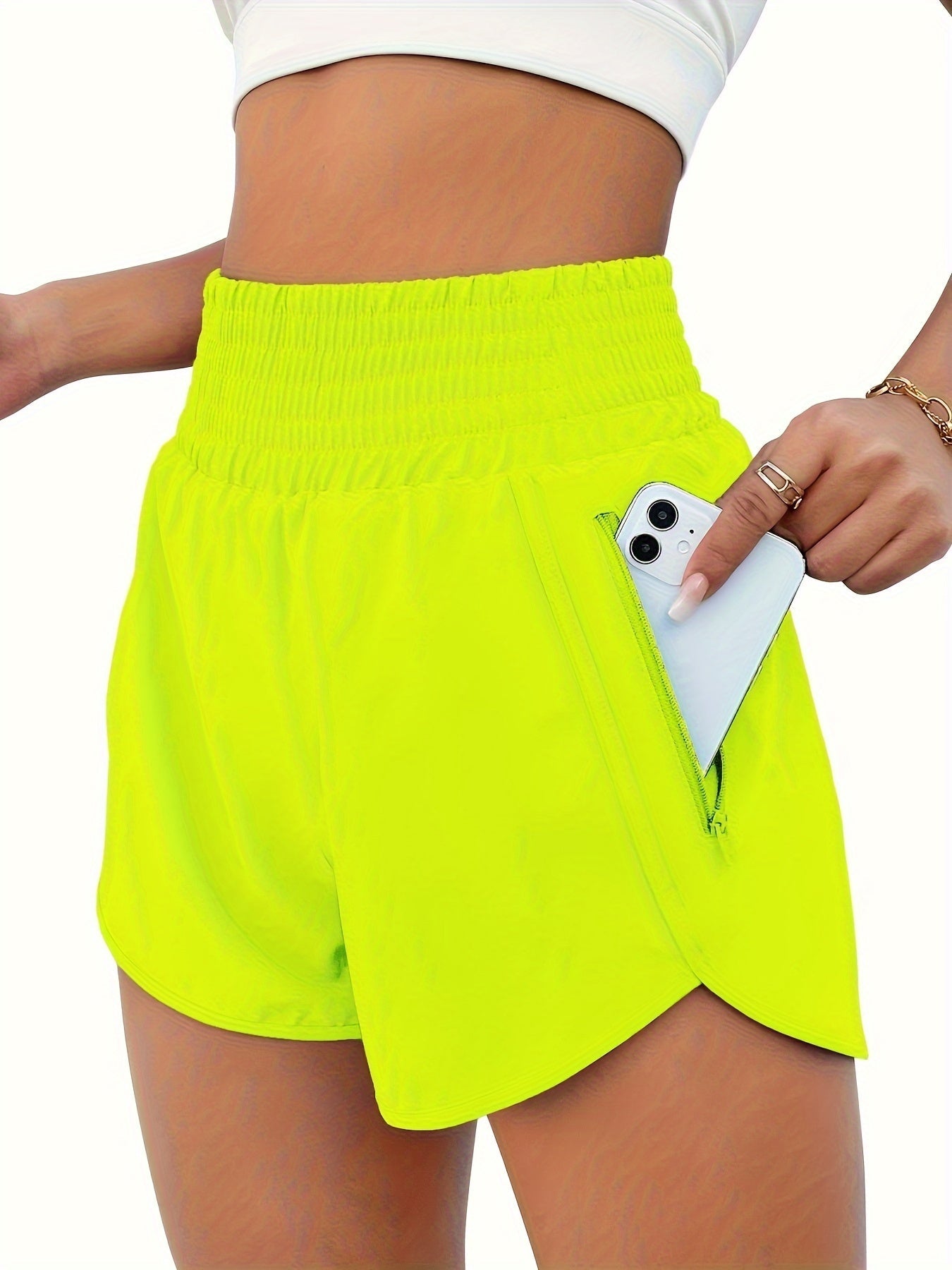 Women's Athletic Shorts - Regular Fit With Pockets – Khaki / Grey – Khaki option – view 7