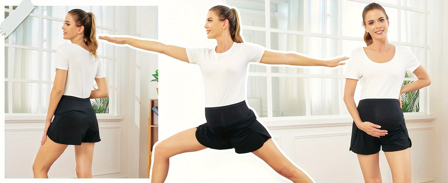 Women's Athletic Shorts - Stretch – Black detail view