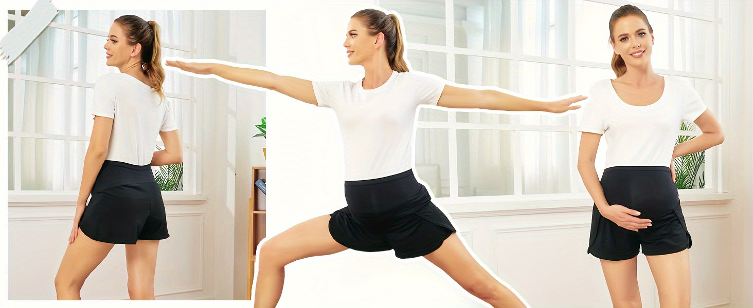Women's Athletic Shorts - Stretch – Black detail view