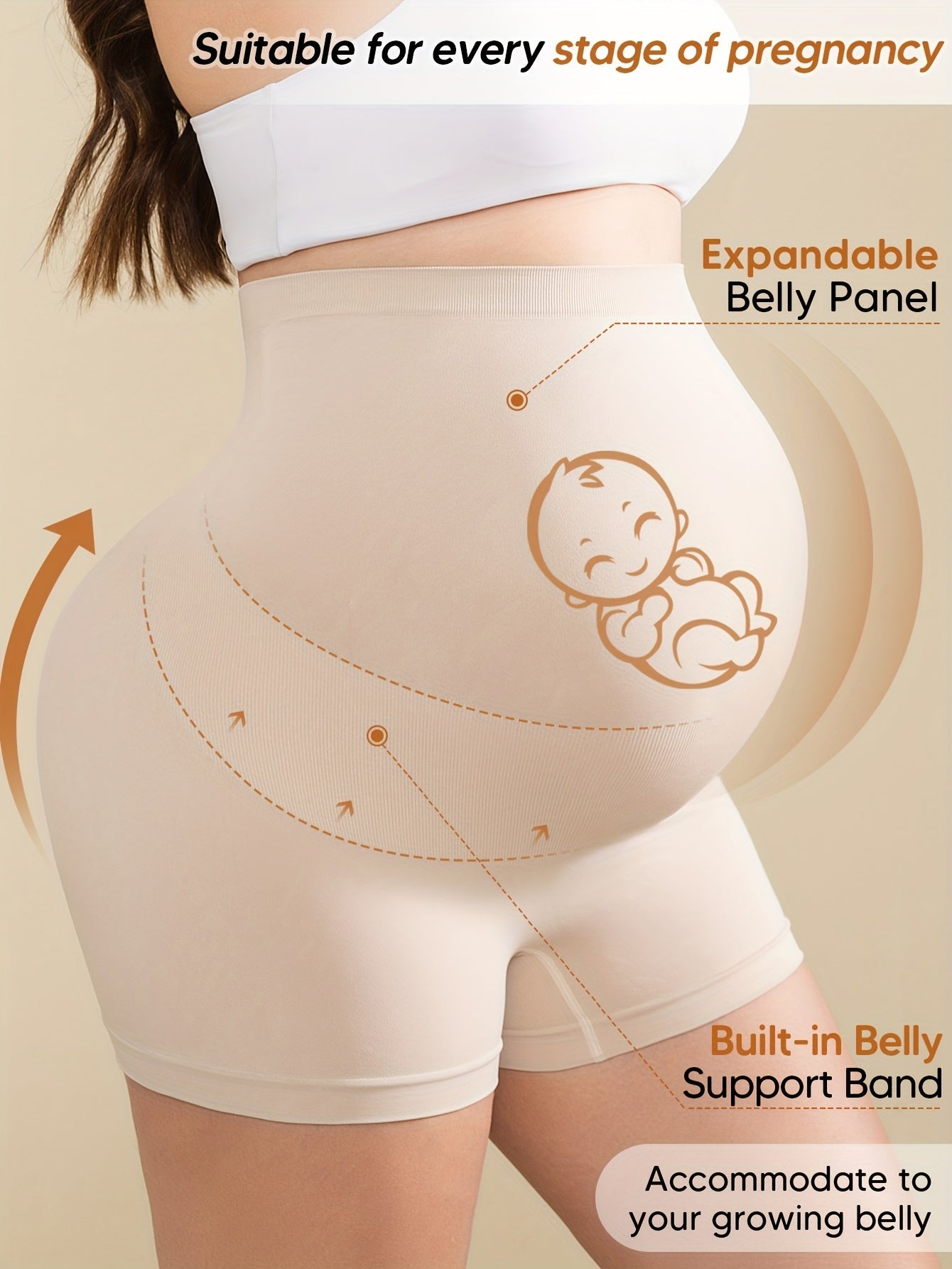 Women's Athletic Shorts - Stretch – Sizes M–XXL – Apricot option – view 3