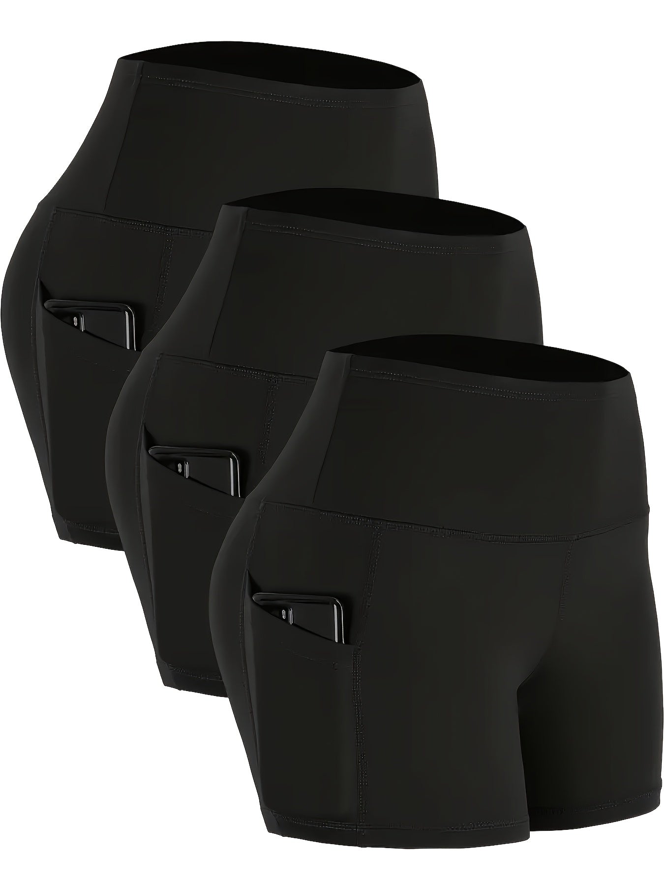 Women's Athletic Shorts - Stretch With Pockets – 10-Variant Selection – Black option – main product image