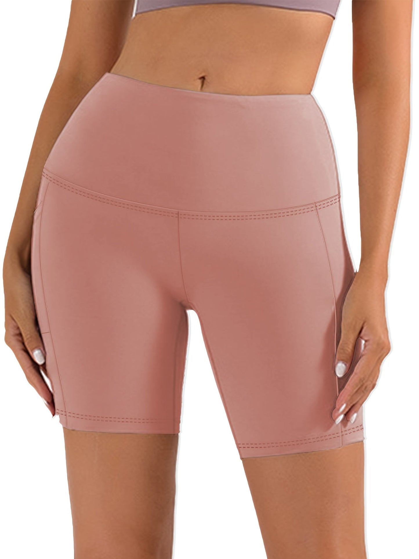 Women's Athletic Shorts - Stretch With Pockets – Black / Dark Gray detail view