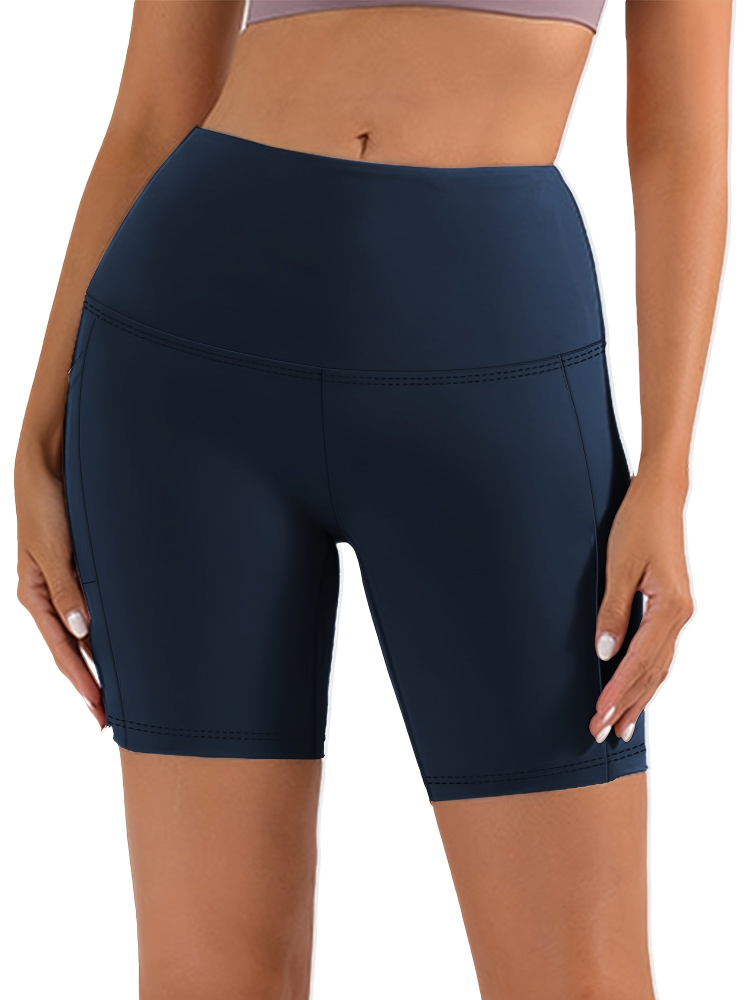 Women's Athletic Shorts - Stretch With Pockets – Black / Dark Gray detail view