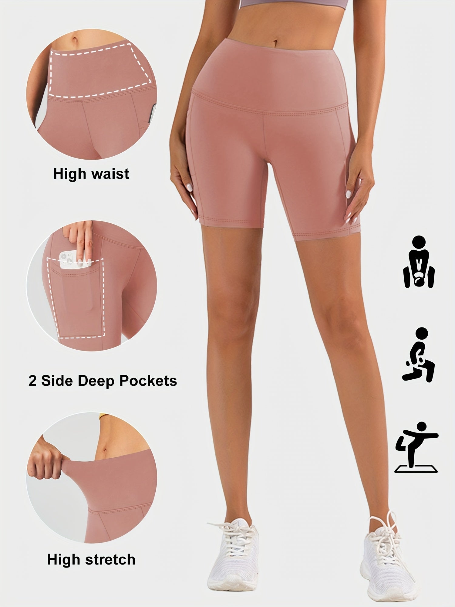 Women's Athletic Shorts - Stretch With Pockets – Black / Dark Gray detail view