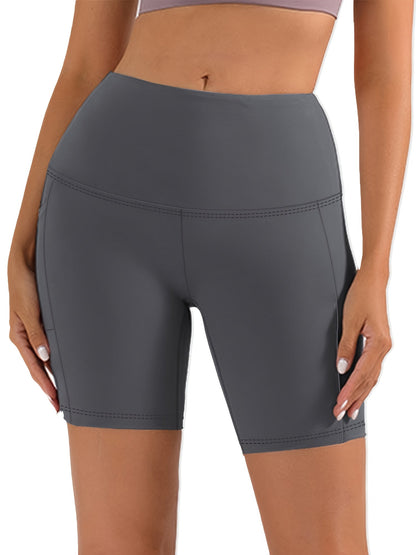 Women's Athletic Shorts - Stretch With Pockets – Black / Dark Gray detail view
