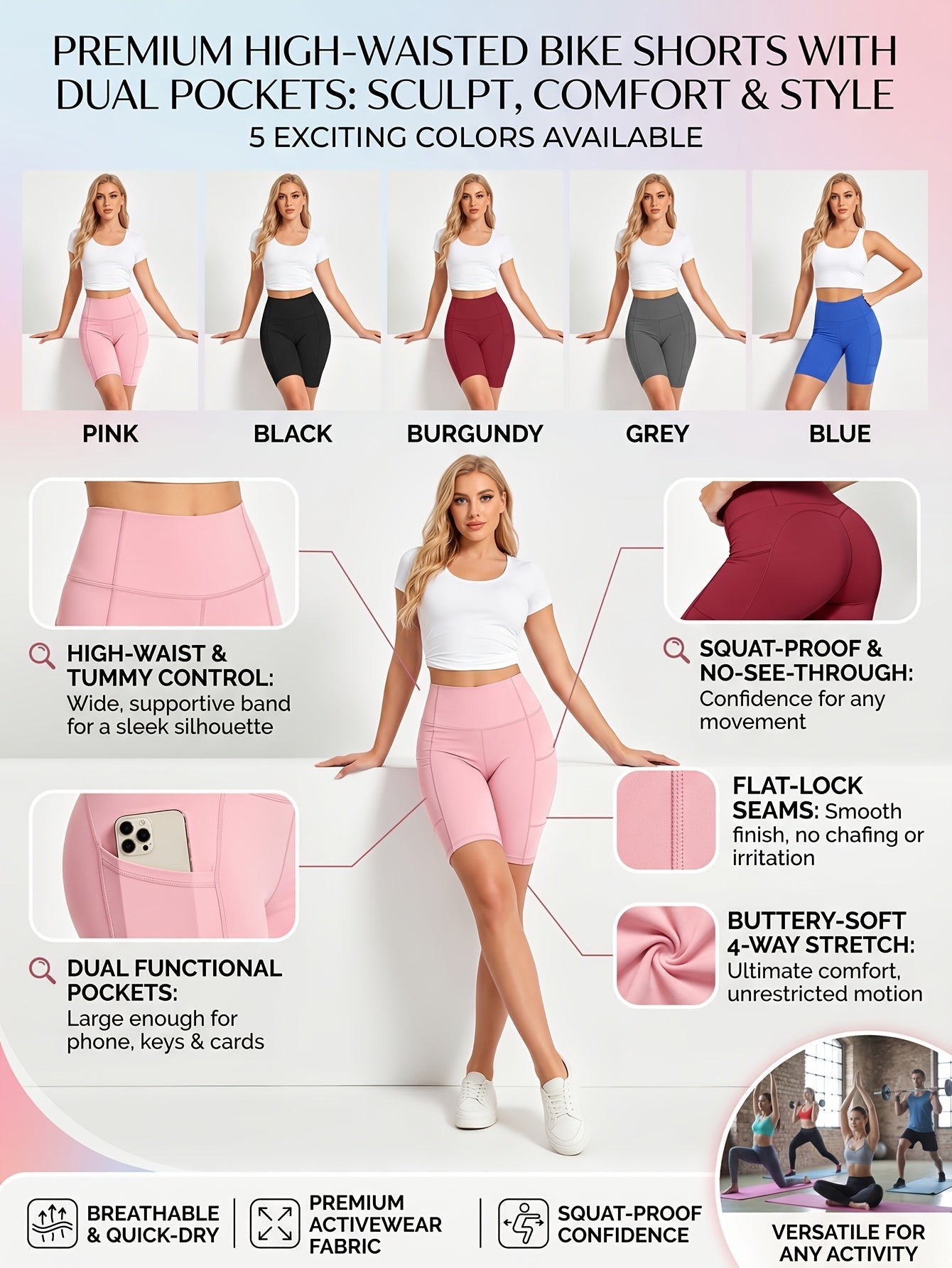 Women's Athletic Shorts - Stretch With Pockets – Sizes M–XXL – view 7