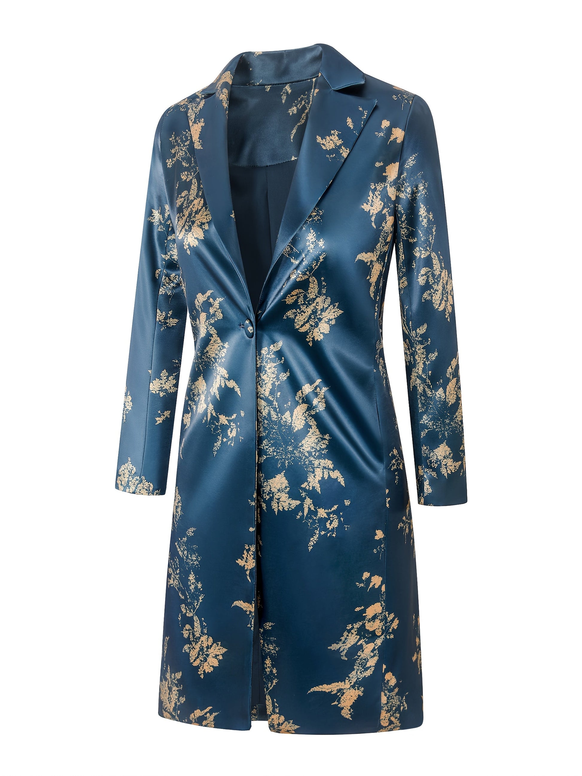 Women's Baroque Floral Blazer - Longline Single-Button Style detail view