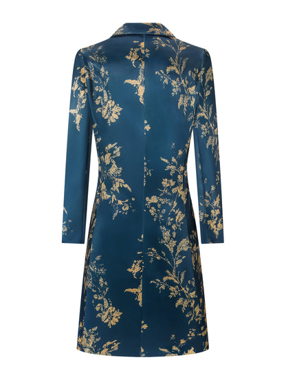 Women's Baroque Floral Blazer - Longline Single-Button Style detail view