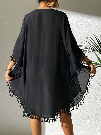 Women's Beach Cover-Up - Lace Detail Classic Neckline detail view