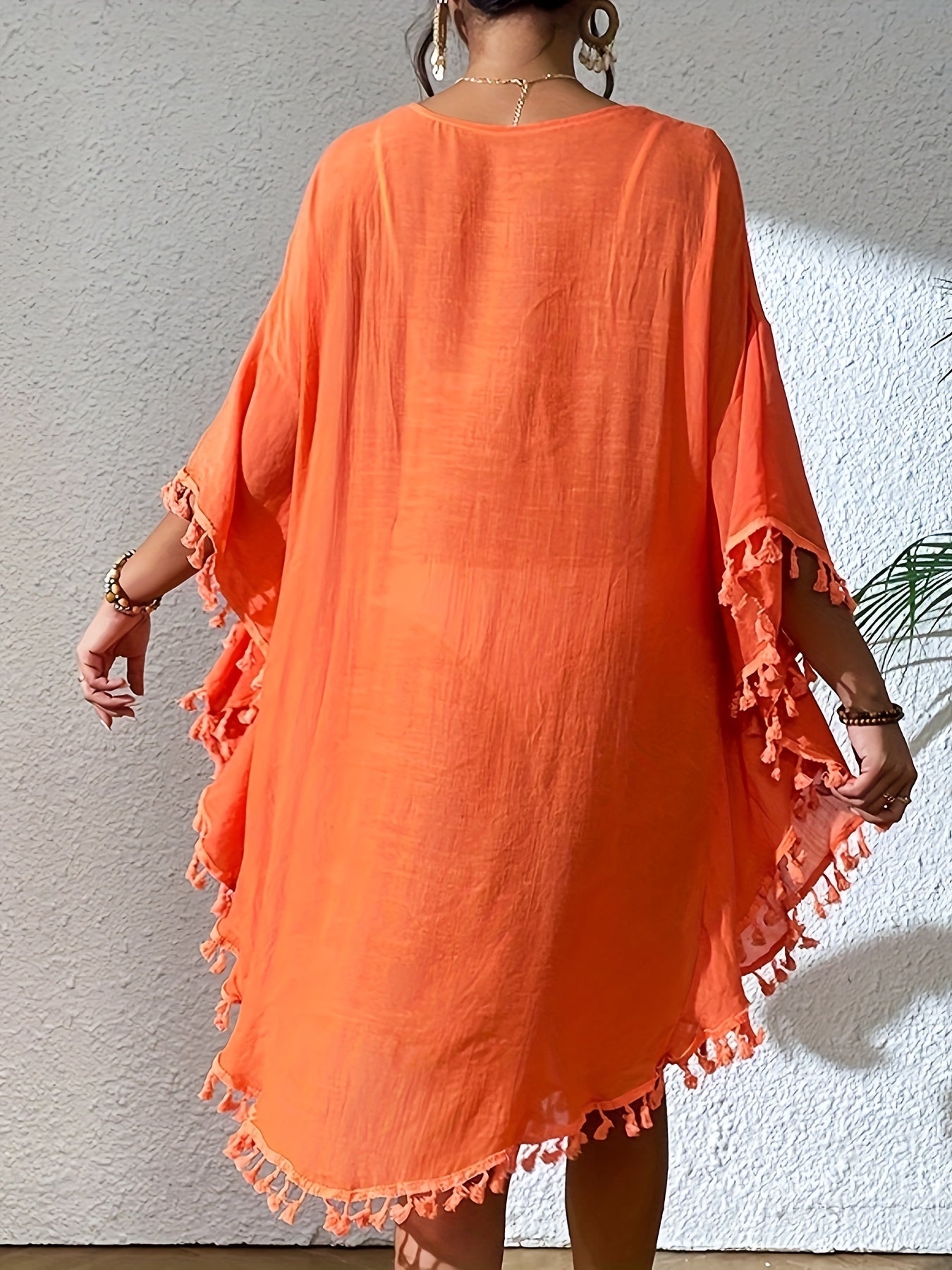 Women's Beach Cover-Up - Lace Detail Classic Neckline detail view