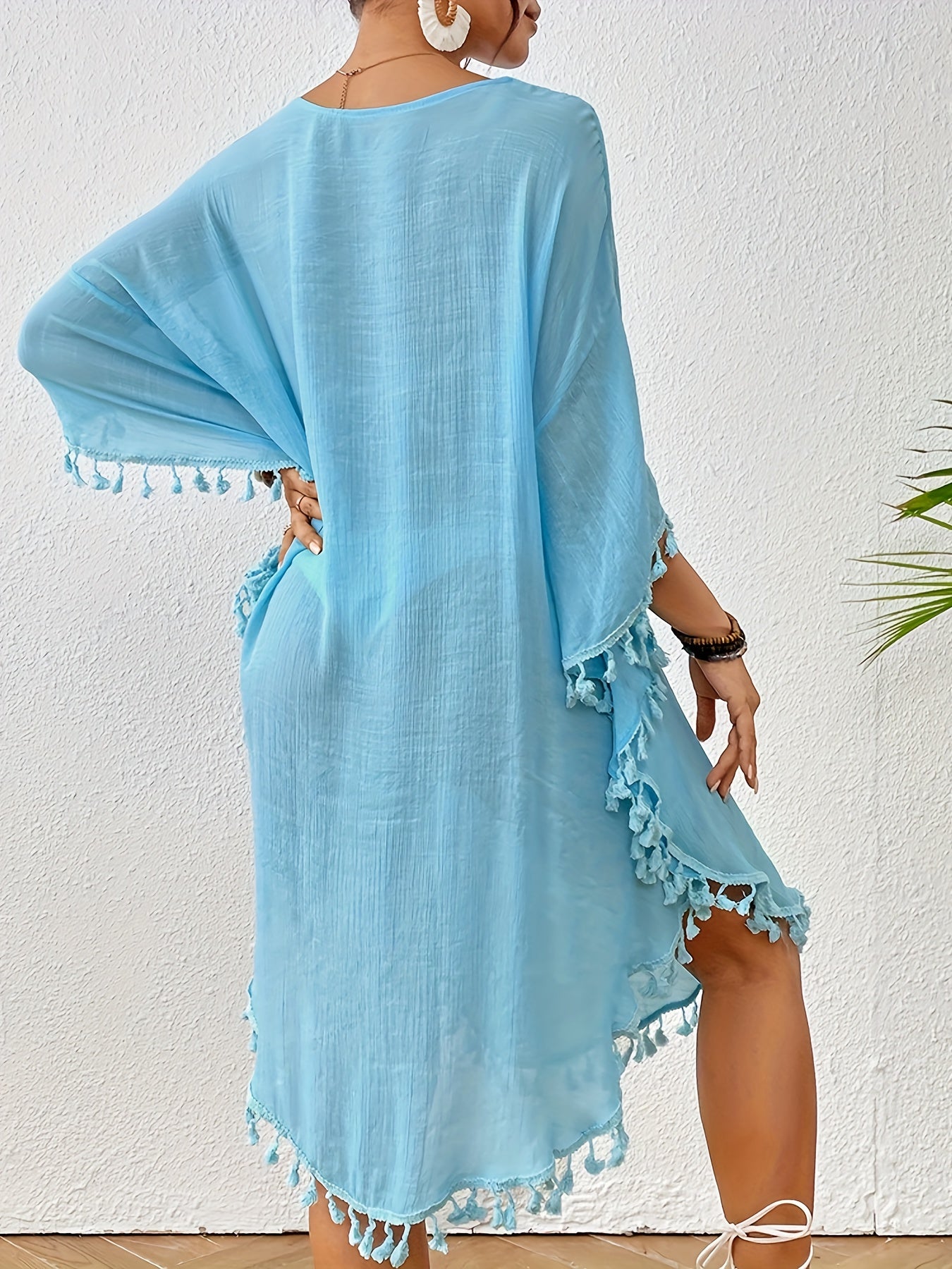 Women's Beach Cover-Up - Lace Detail Classic Neckline detail view