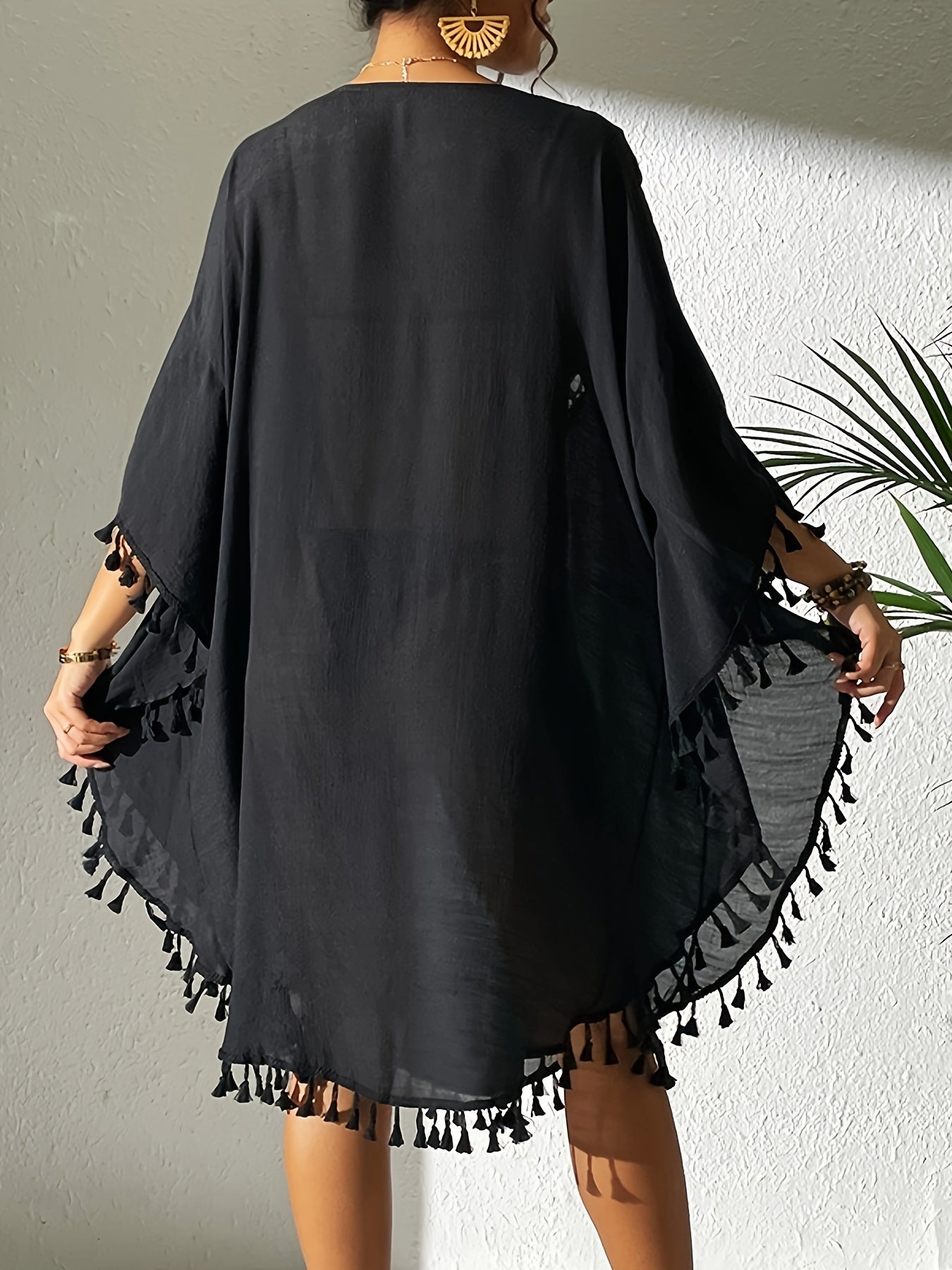 Women's Beach Cover-Up - Lace Detail Classic Neckline detail view
