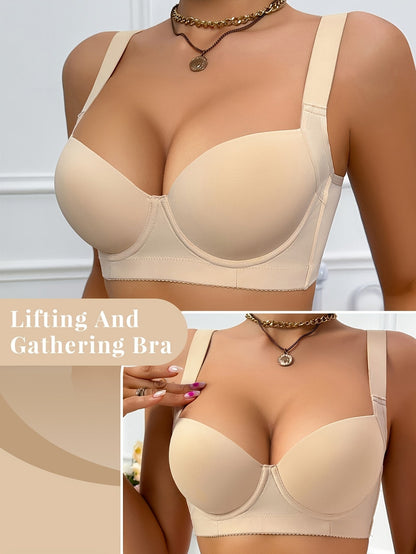 Women's Beige Underwire Support Bra - Wide-Strap Smooth Knit Style – view 3