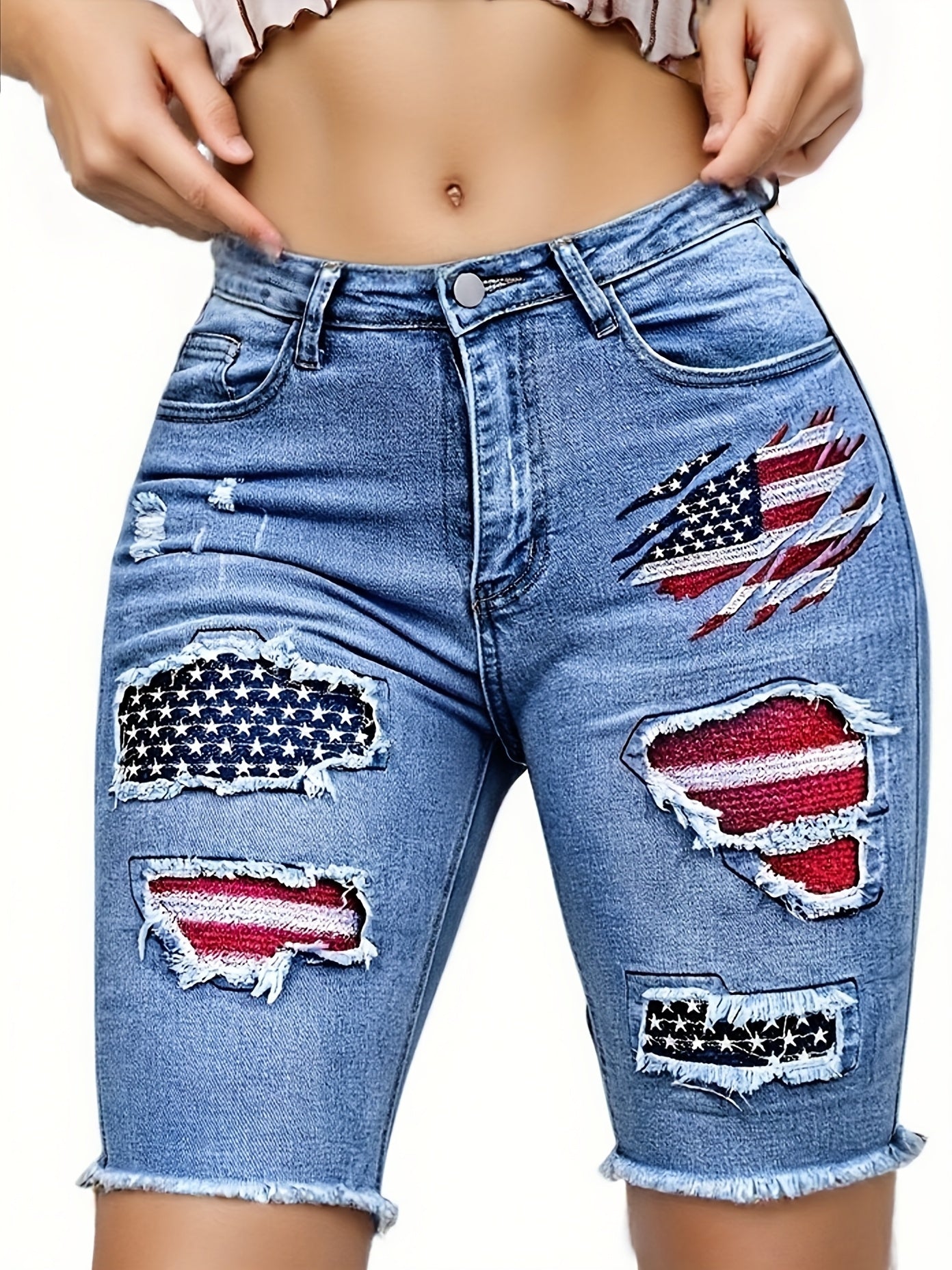 Women's Bermuda Shorts - Distressed – Blue option – main product image