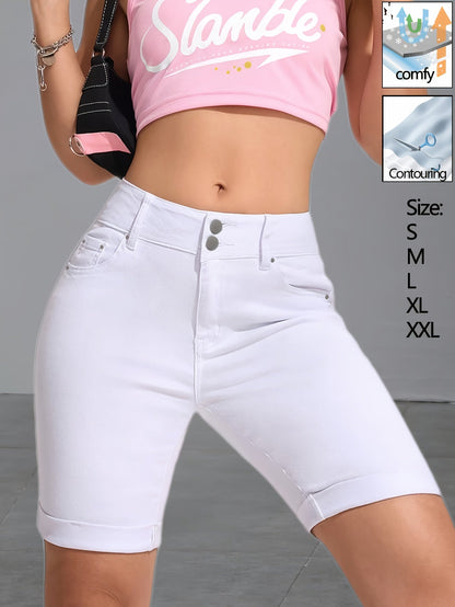 Women's Bermuda Shorts - Stretch – White Colorway 79813 detail view