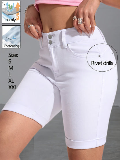 Women's Bermuda Shorts - Stretch – White Colorway 93989 detail view