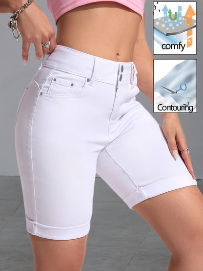 Women's Bermuda Shorts - Stretch – White Colorway 93989 detail view
