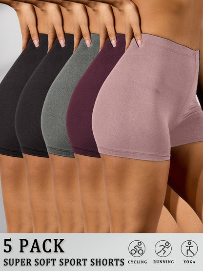 Women's Biker Shorts - 3 Black + 2 Hemp Gray Clean Finish – Black option – view 9