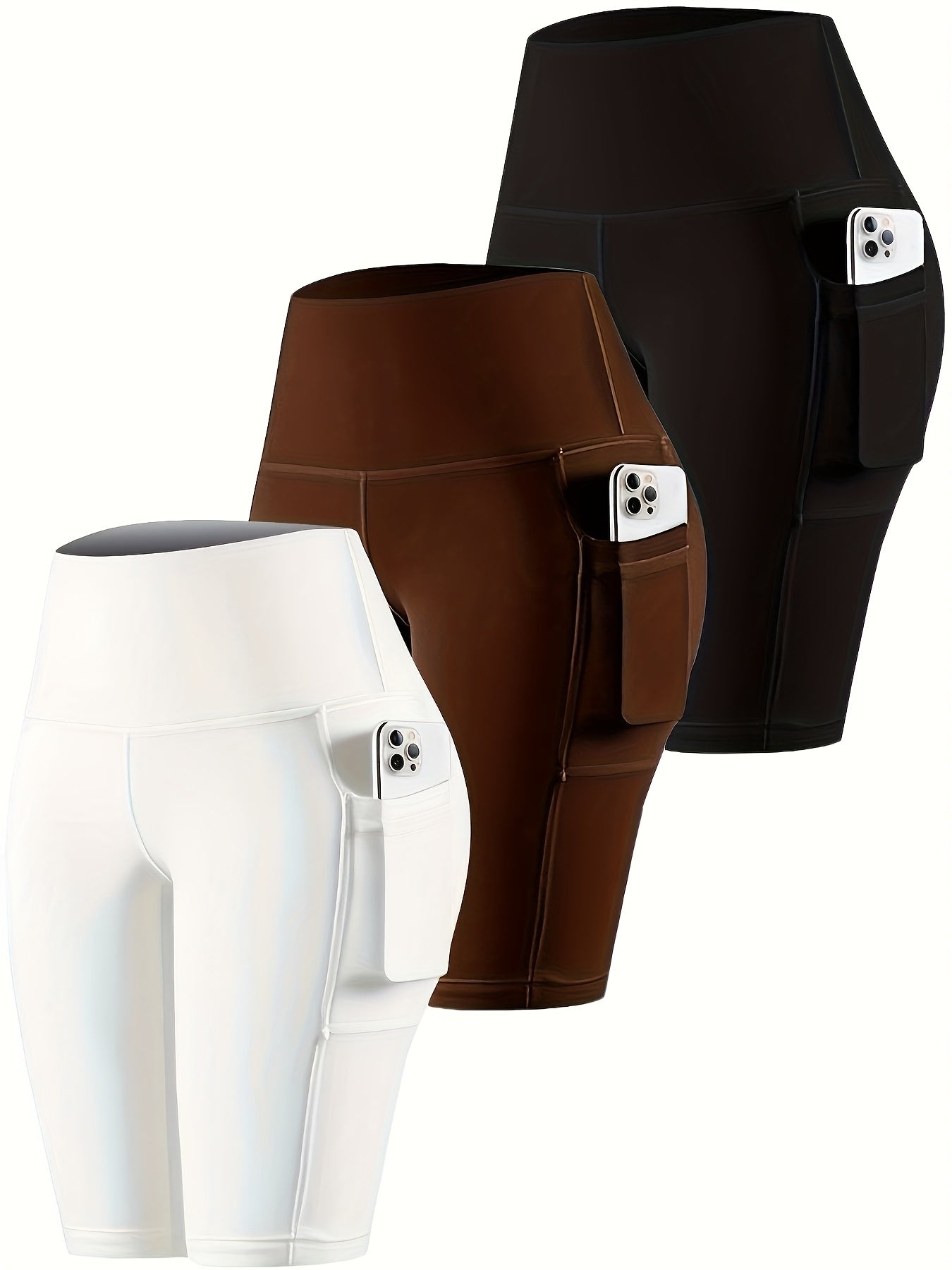 Women's Biker Shorts - 3-Pack Pockets – Black option – main product image