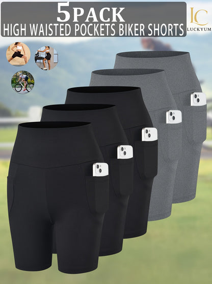 Women's Biker Shorts - 5-Pack Pockets detail view