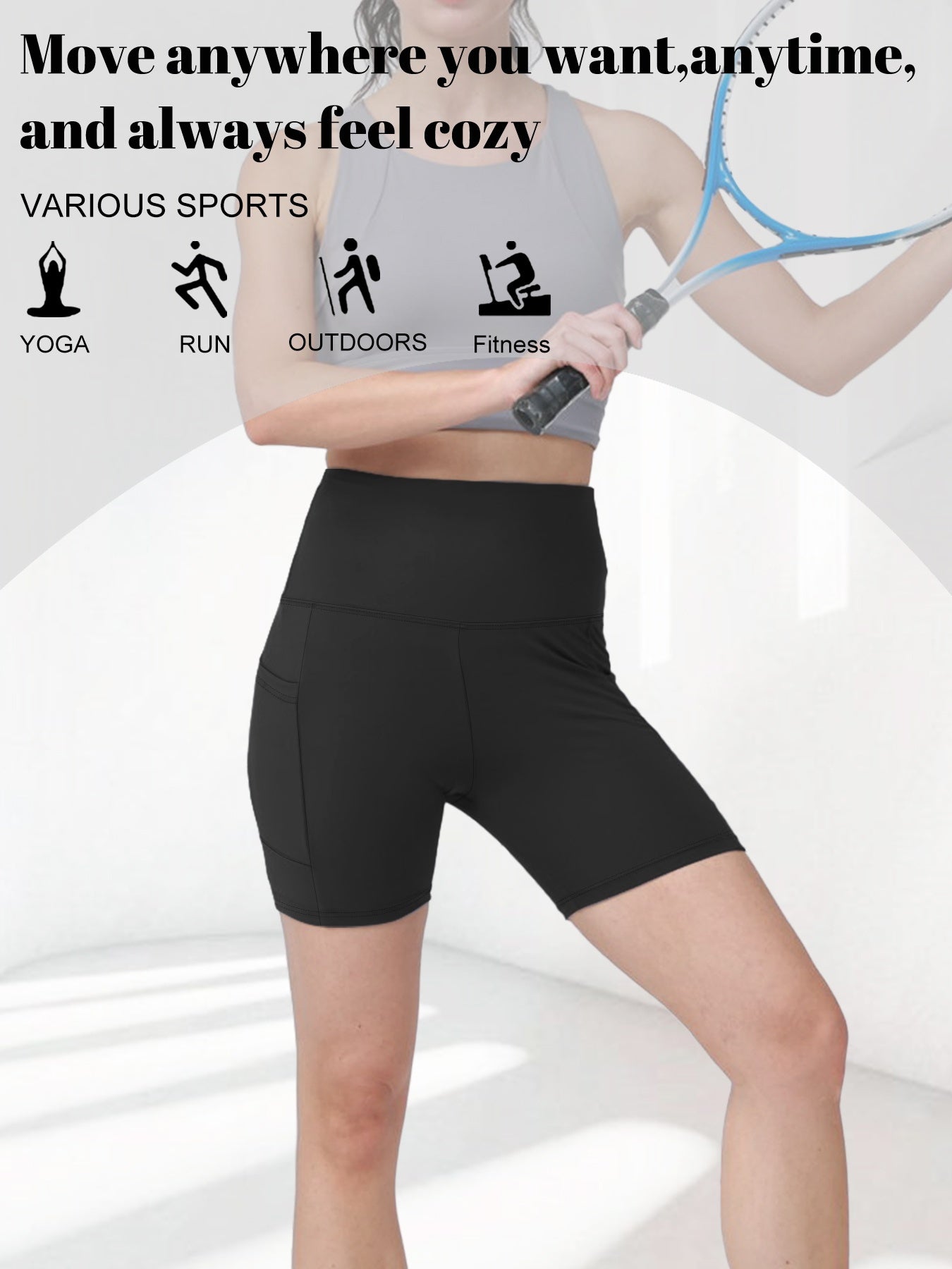 Women's Biker Shorts - Black Clean Finish detail view