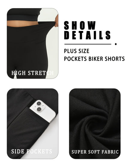 Women's Biker Shorts - Black Pockets detail view