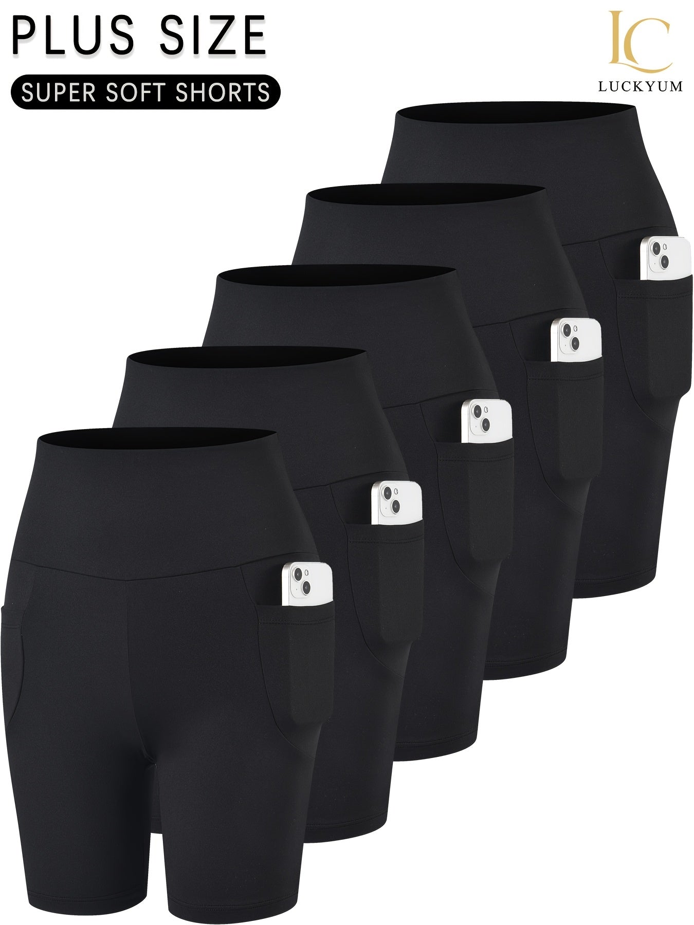 Women's Biker Shorts - Black Pockets detail view