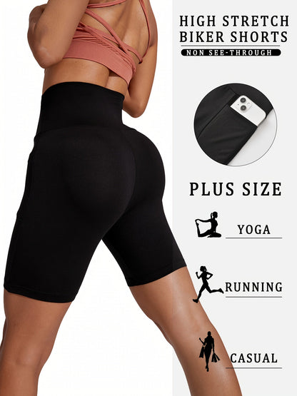 Women's Biker Shorts - Black Pockets detail view