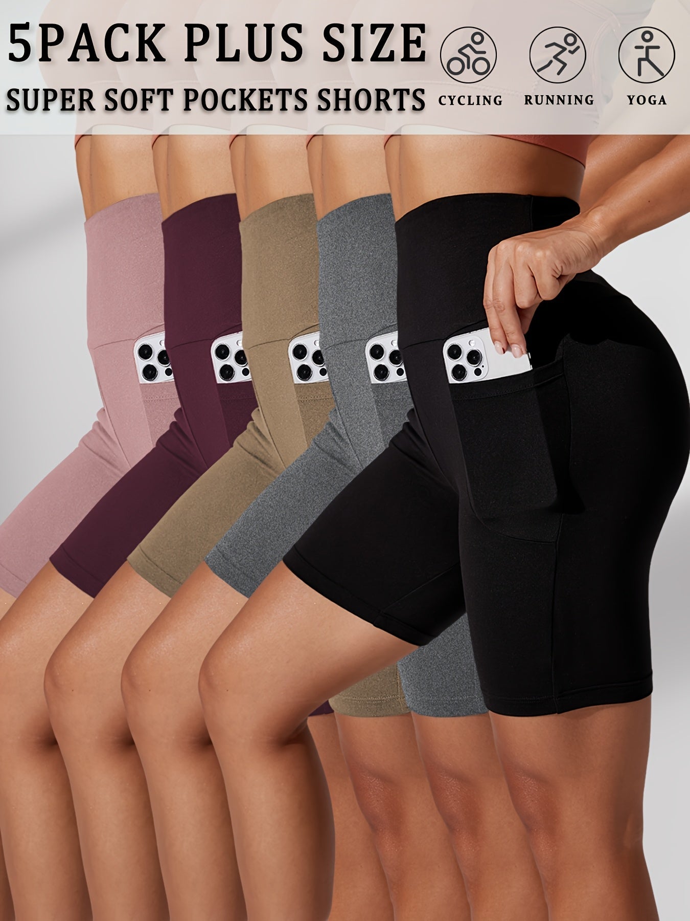 Women's Biker Shorts - Black Pockets detail view