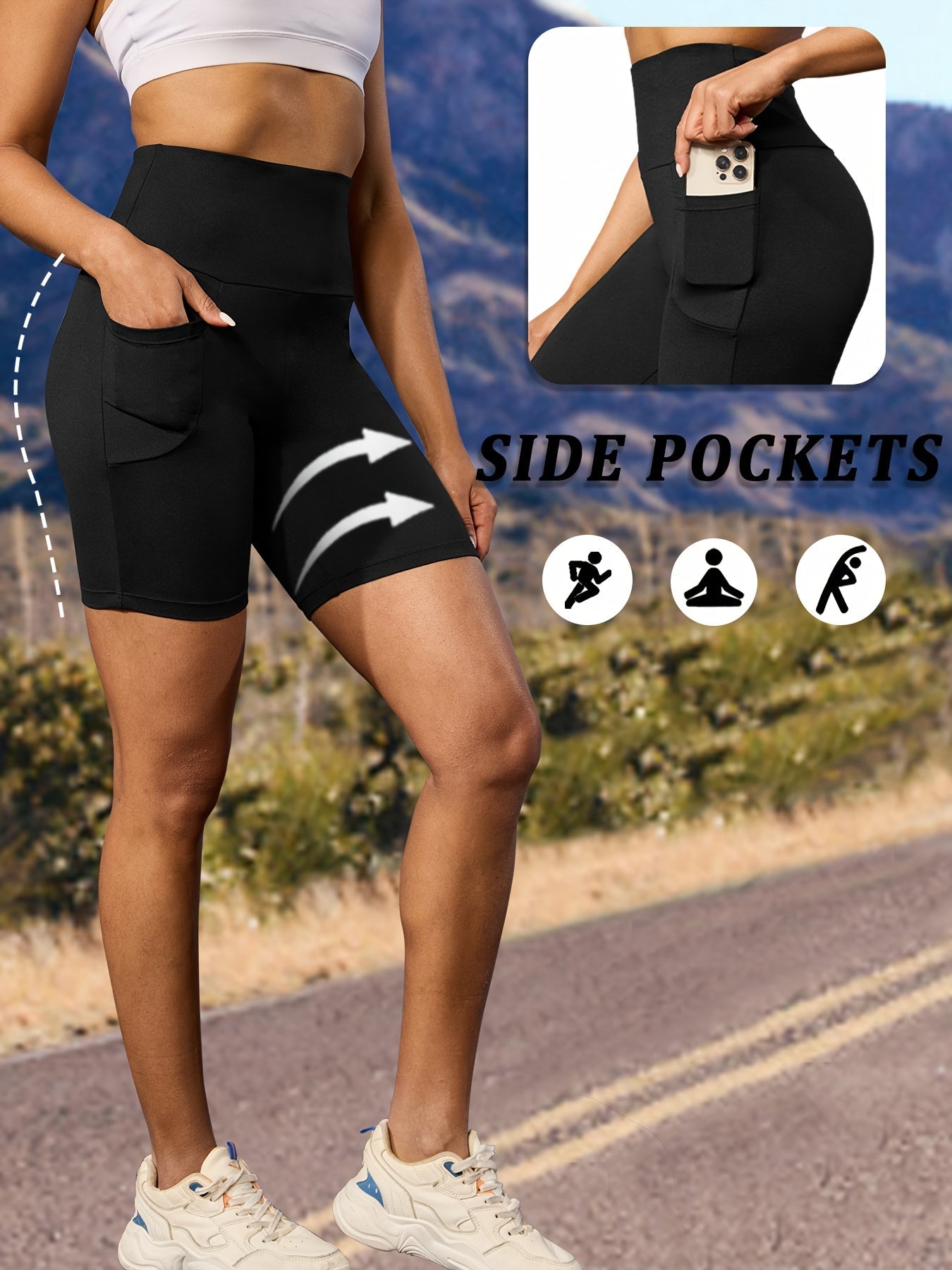 Women's Biker Shorts - Mixed Color 3 Pockets detail view