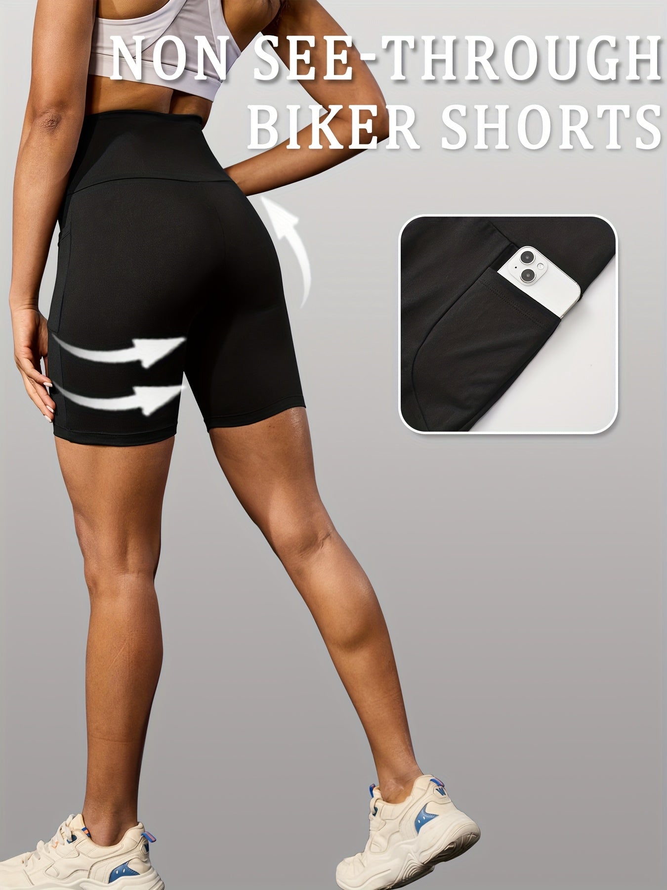 Women's Biker Shorts - Mixed Color 3 Pockets detail view