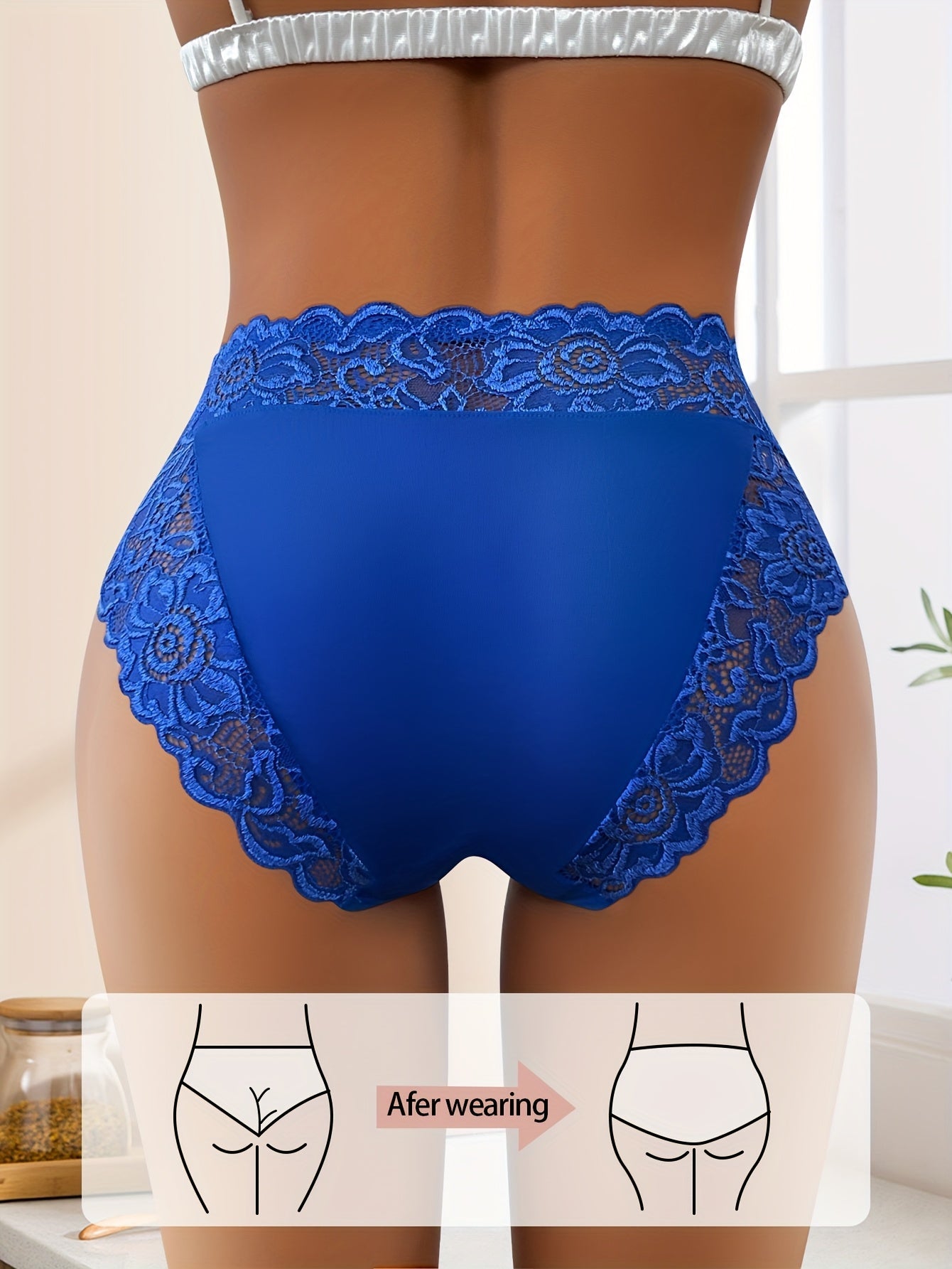 Women's Bikini Briefs - Breathable Floral Lace – view 8