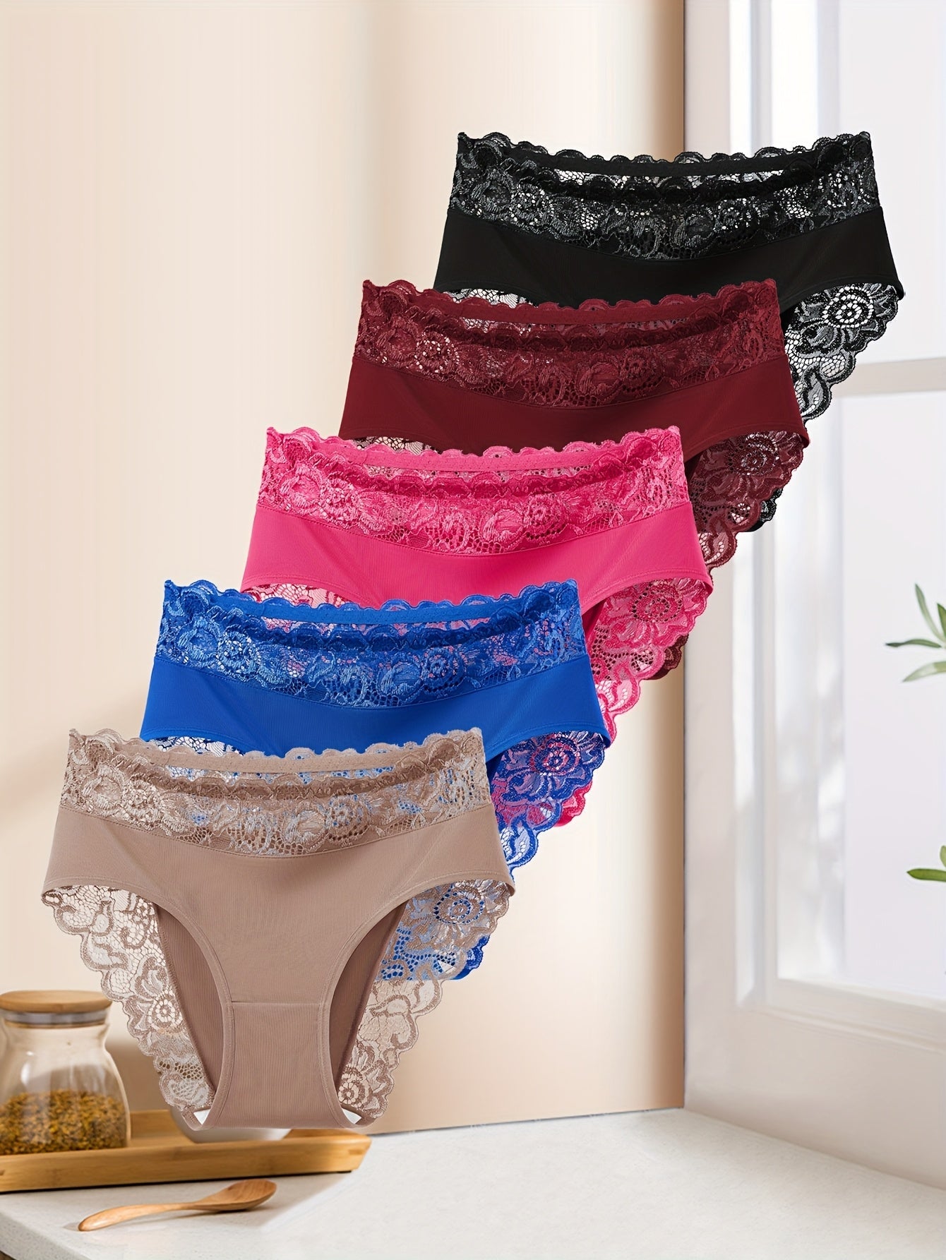 Women's Bikini Briefs - Breathable Floral Lace – view 12